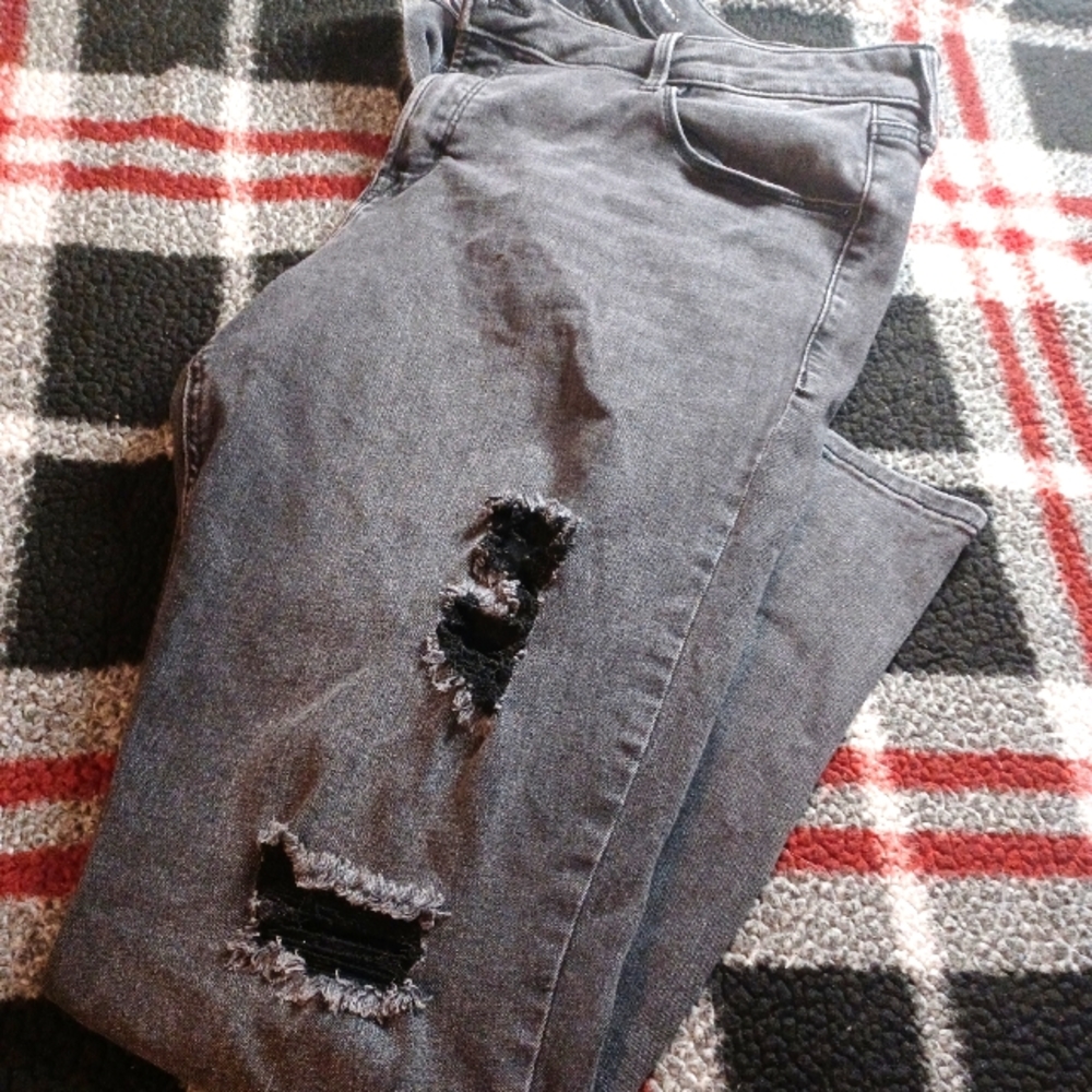 Off Black Distressed Jeans